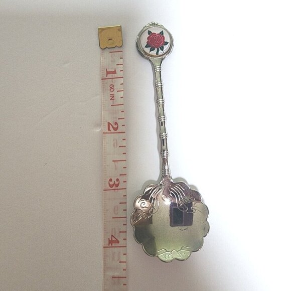 Vintage Scalloped Spoon Red rose Miniature Collectible spoon "RARE Scalloped" - Picture 11 of 11